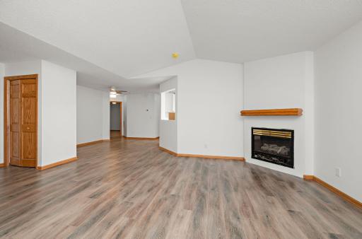 View from the Sunroom looking towards the bedrooms and dining area (left below the ceiling fan).