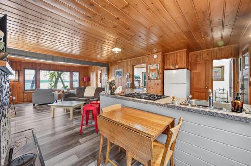 Dining area overlooking wide open floorplan