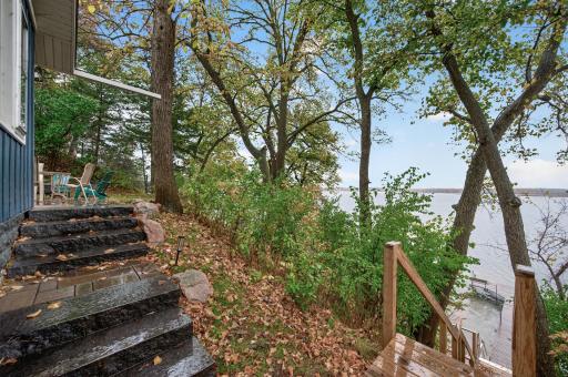 New stone and granite steps to the patio from the lake steps.