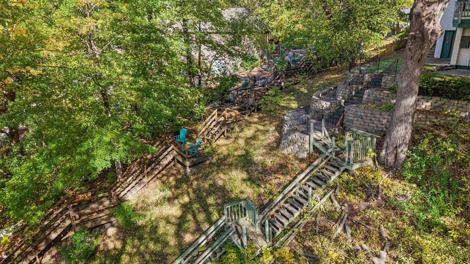 Association stairway to docks on left - Home stairs to shared dock