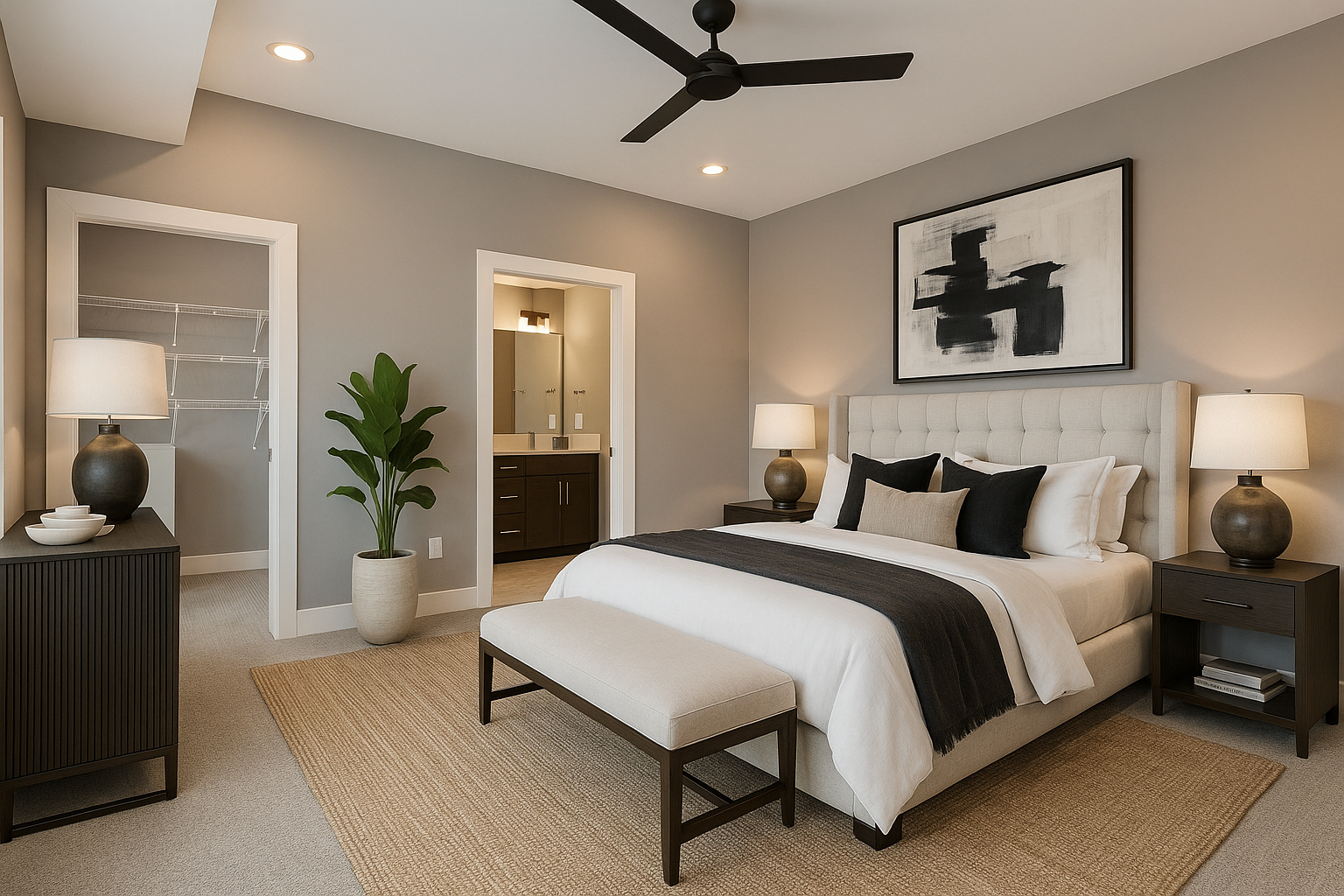 Primary Bedroom Staged