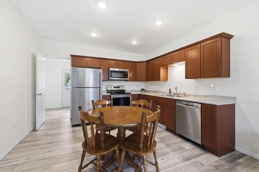Stainless steel appliances and ample cabinet space