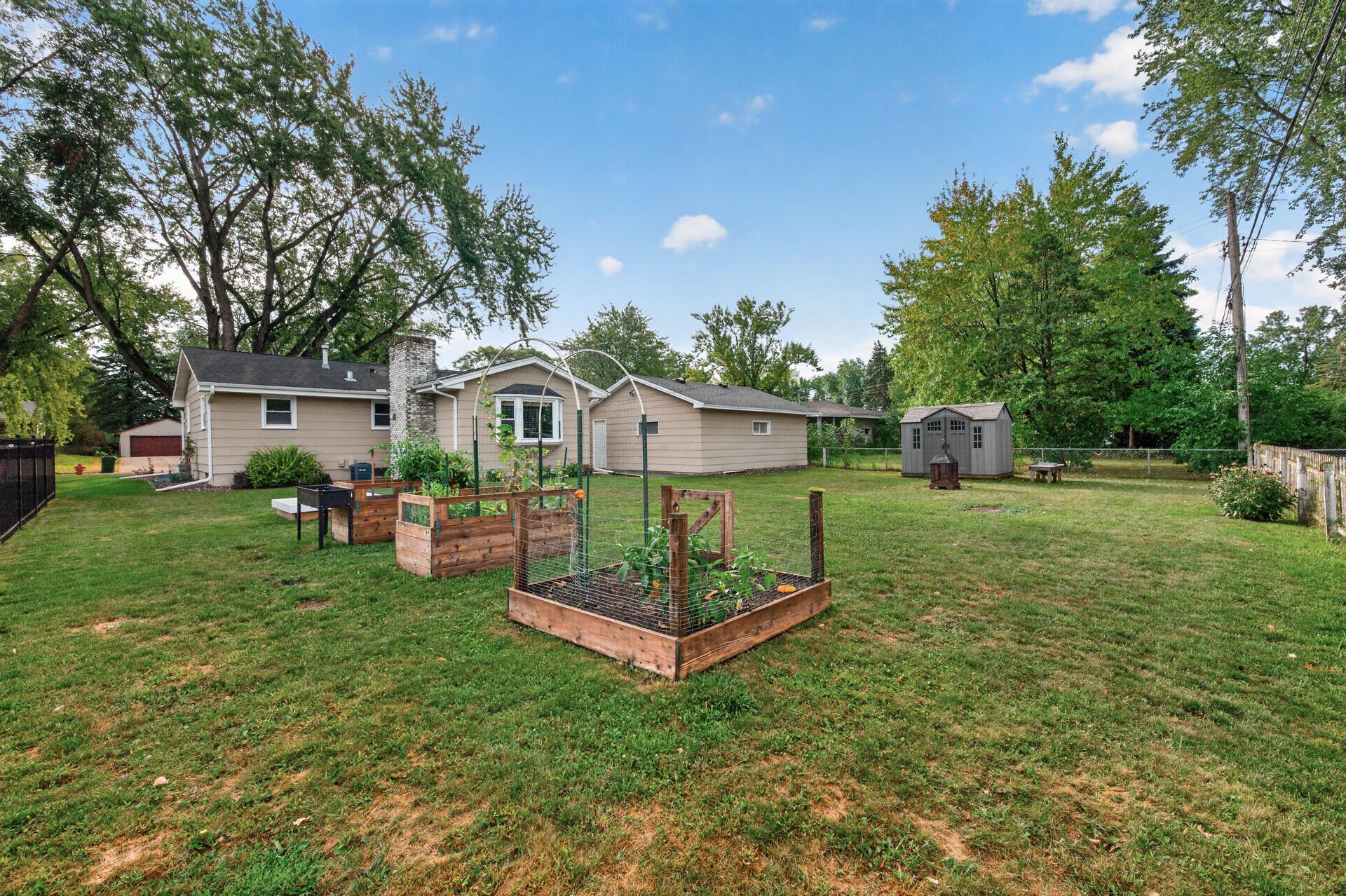 Garden beds and shed