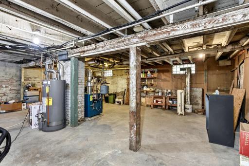 Basement features comfortable headroom and plentiful of storage space