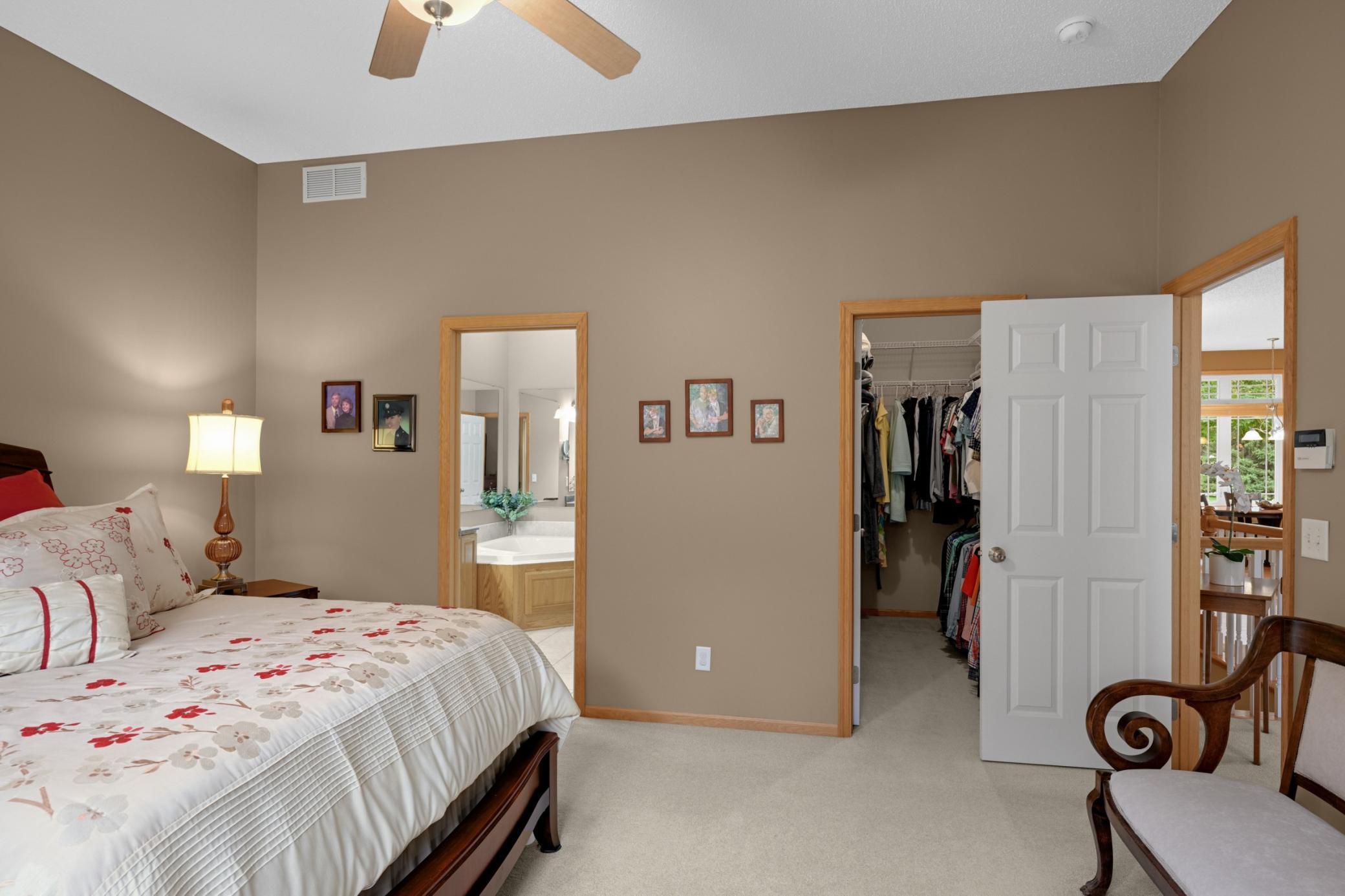 The Owner's Suite offers a private Bath and walk-in closet, keeping everything conveniently located on the main level. A great feature for those looking for one-level living!
