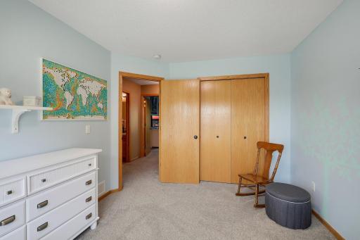 3rd bedroom has a large double closet and fresh paint.