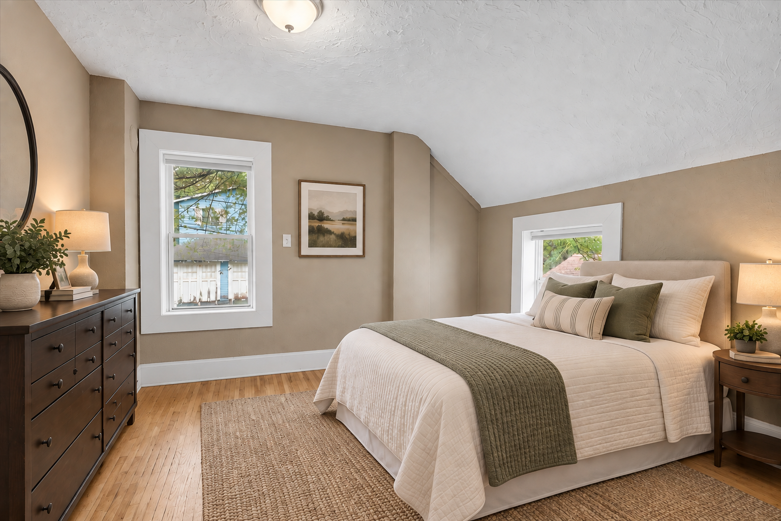 Generously sized bedroom offers comfortable space and plenty of versatility! (Image virtually staged)