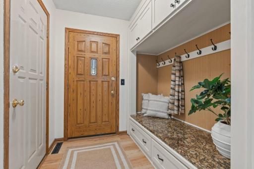 Front entrance with a granite top built in