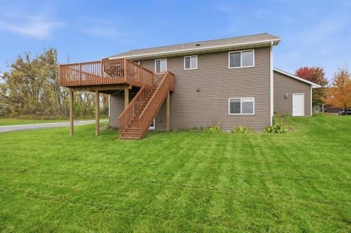 Easy access to the backyard from the deck or patio door below