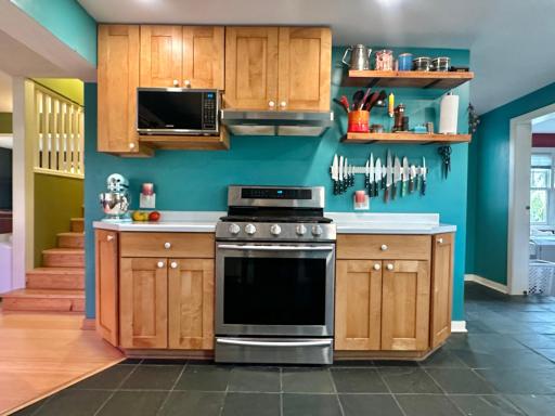 This kitchen is well equipped with custom cabinets and stainless appliances.