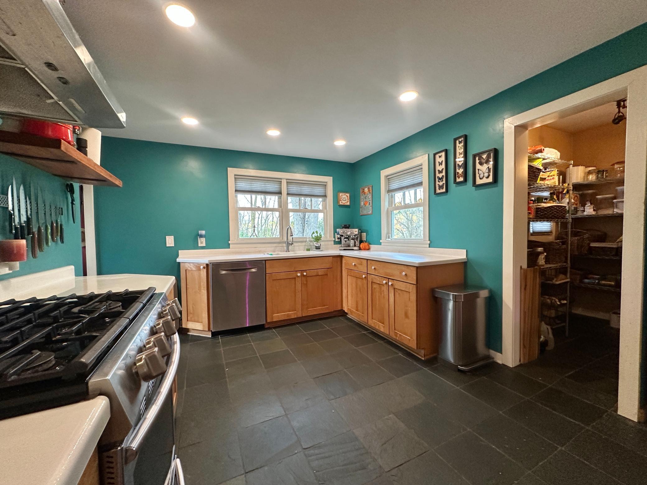 The tile floors great for clean up and durability. The walk in pantry awesome for convenience.
