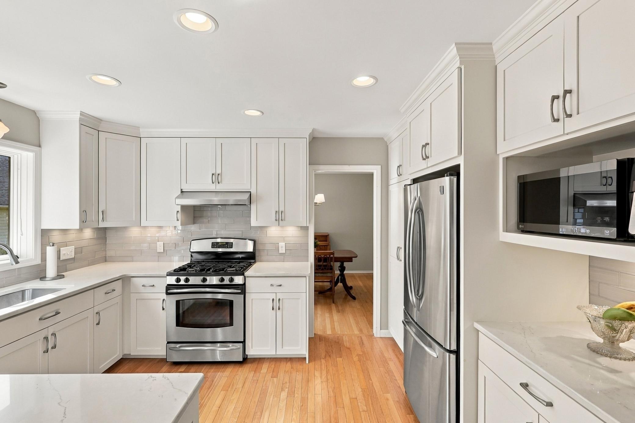 Upscale kitchen appliances enhance this beautifully updated space.