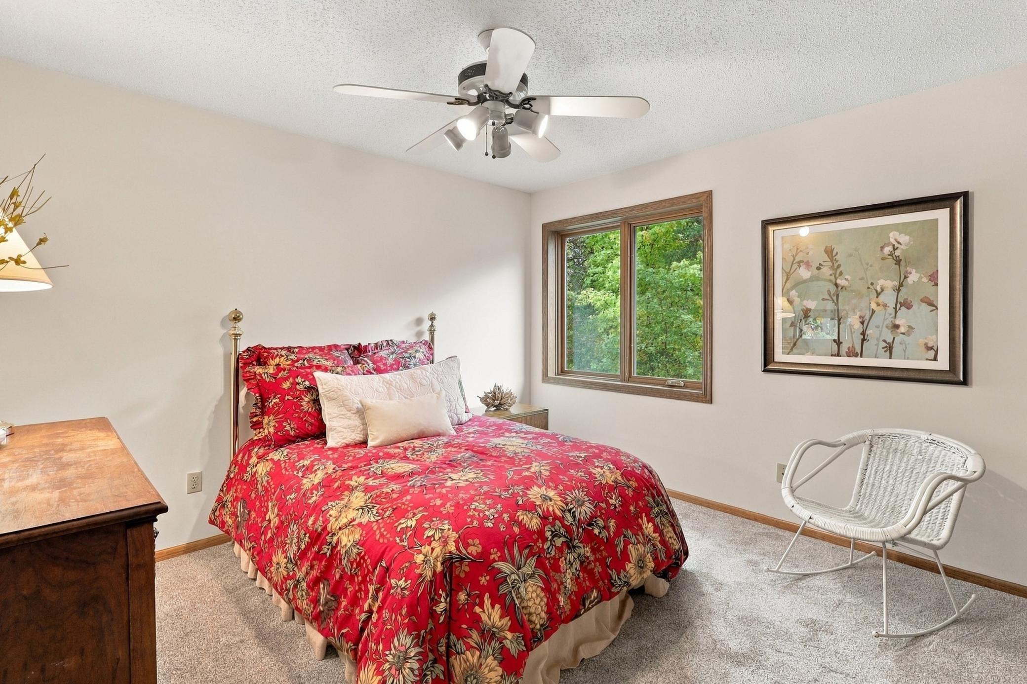 Generously sized bedroom offers room to relax.