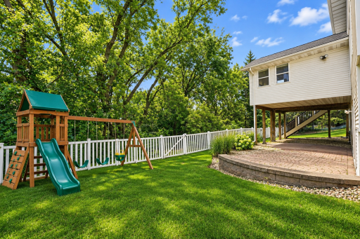 Virtually staged to show option to add a play set to the backyard!