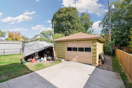 There is a detached one stall garage and cement driveway.