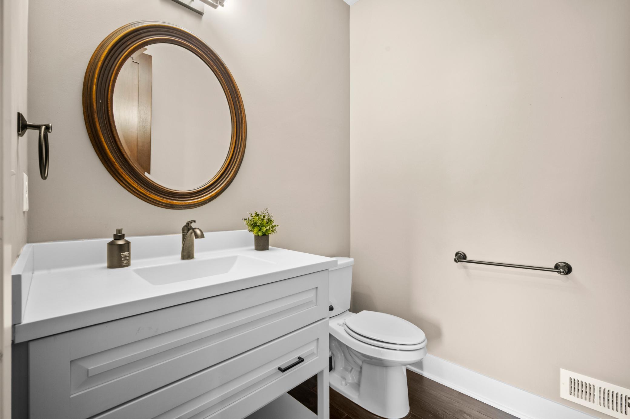 Convenient half bath off of entryway