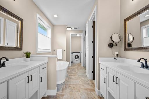 Primary bathroom has in floor heat and 2 seperate sinks