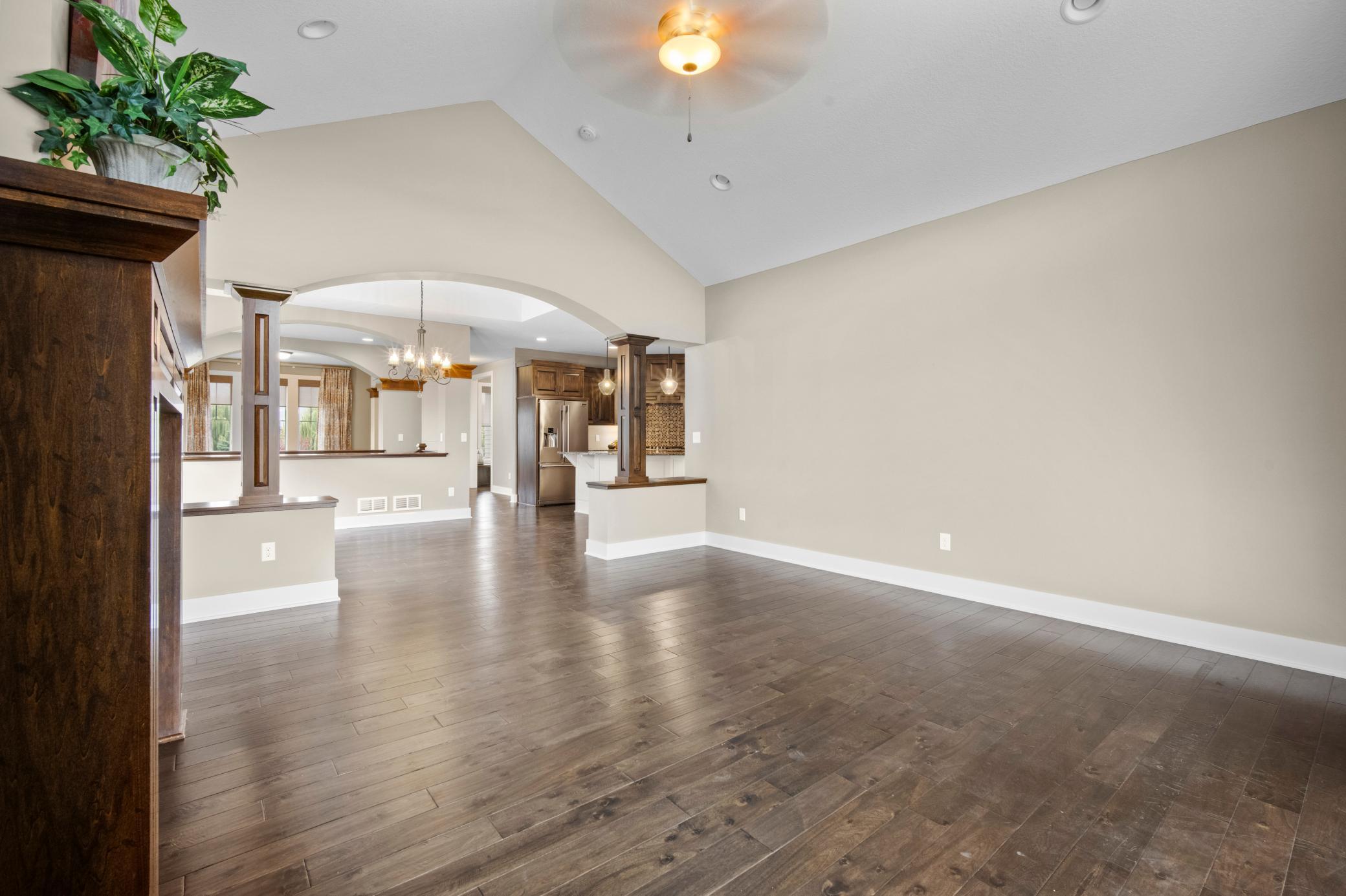 Another view of living room looking into dining room