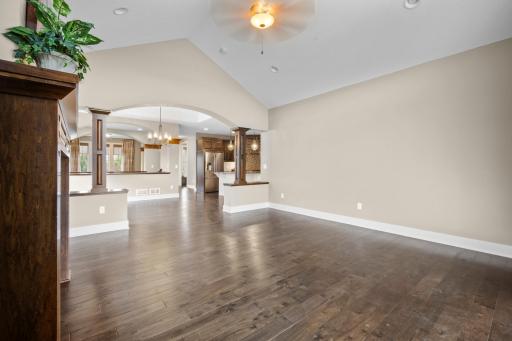 Another view of living room looking into dining room