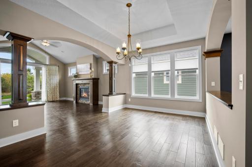 They dining room is conveniently located off the kitchen and living room.