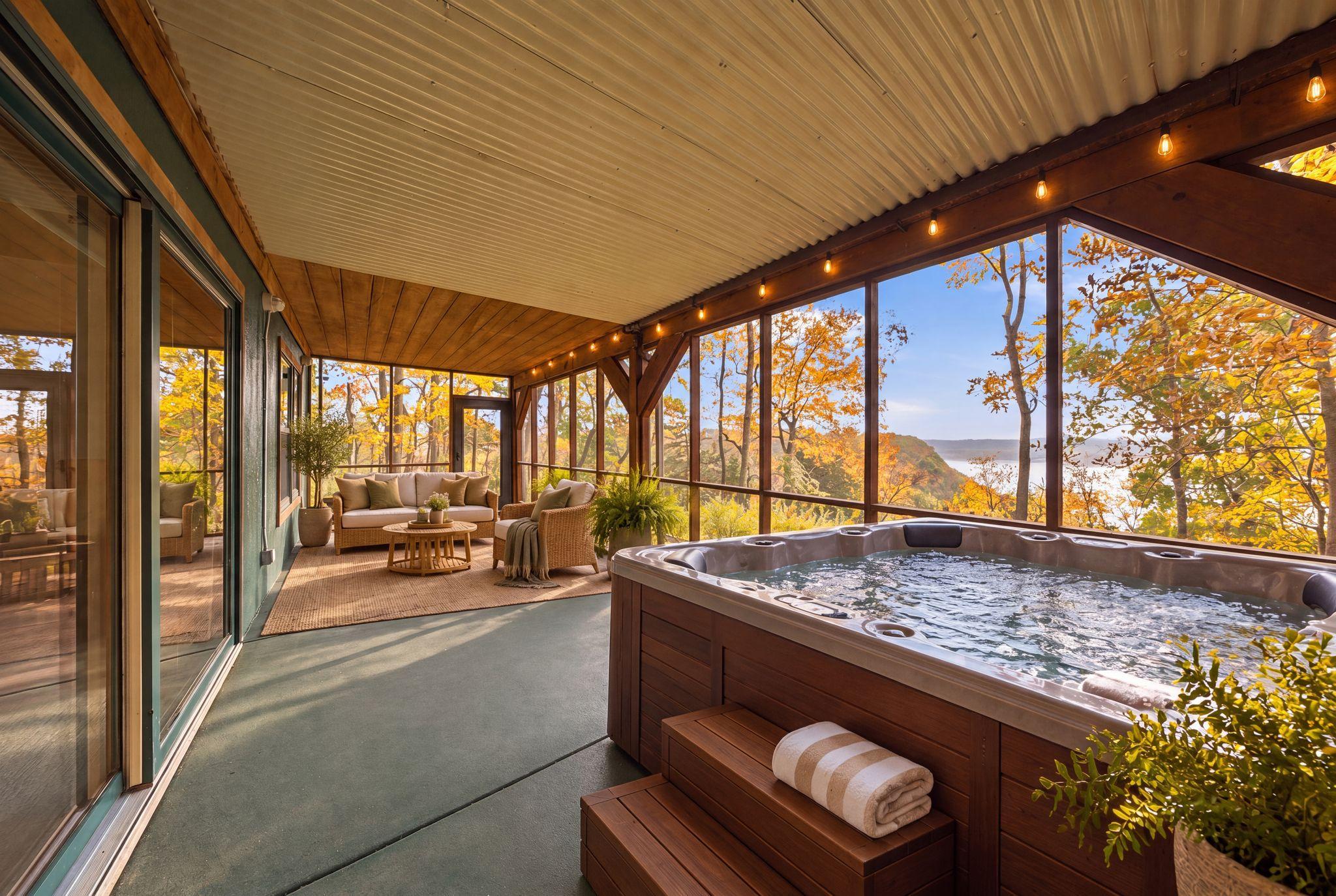 Virtually Staged Screened in Covered Porch