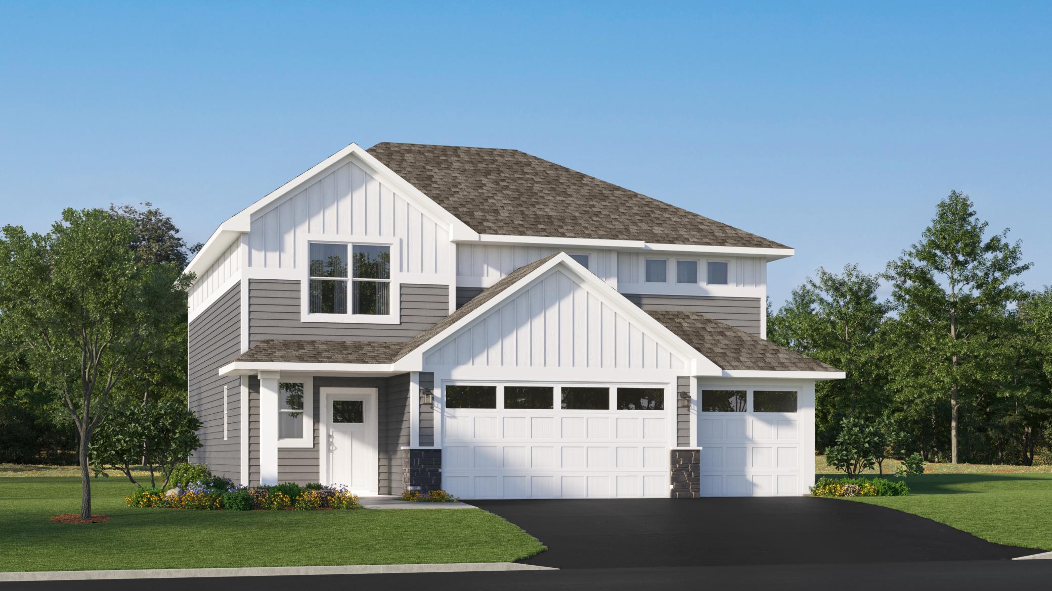 (Exterior rendering, actual home's finishes will vary.)