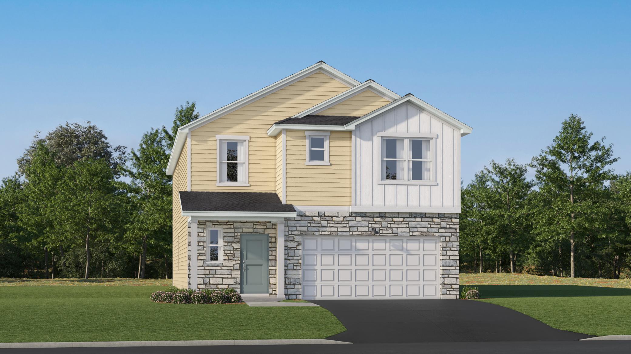 (Exterior rendering of similar home, actual home's finishes will vary.)