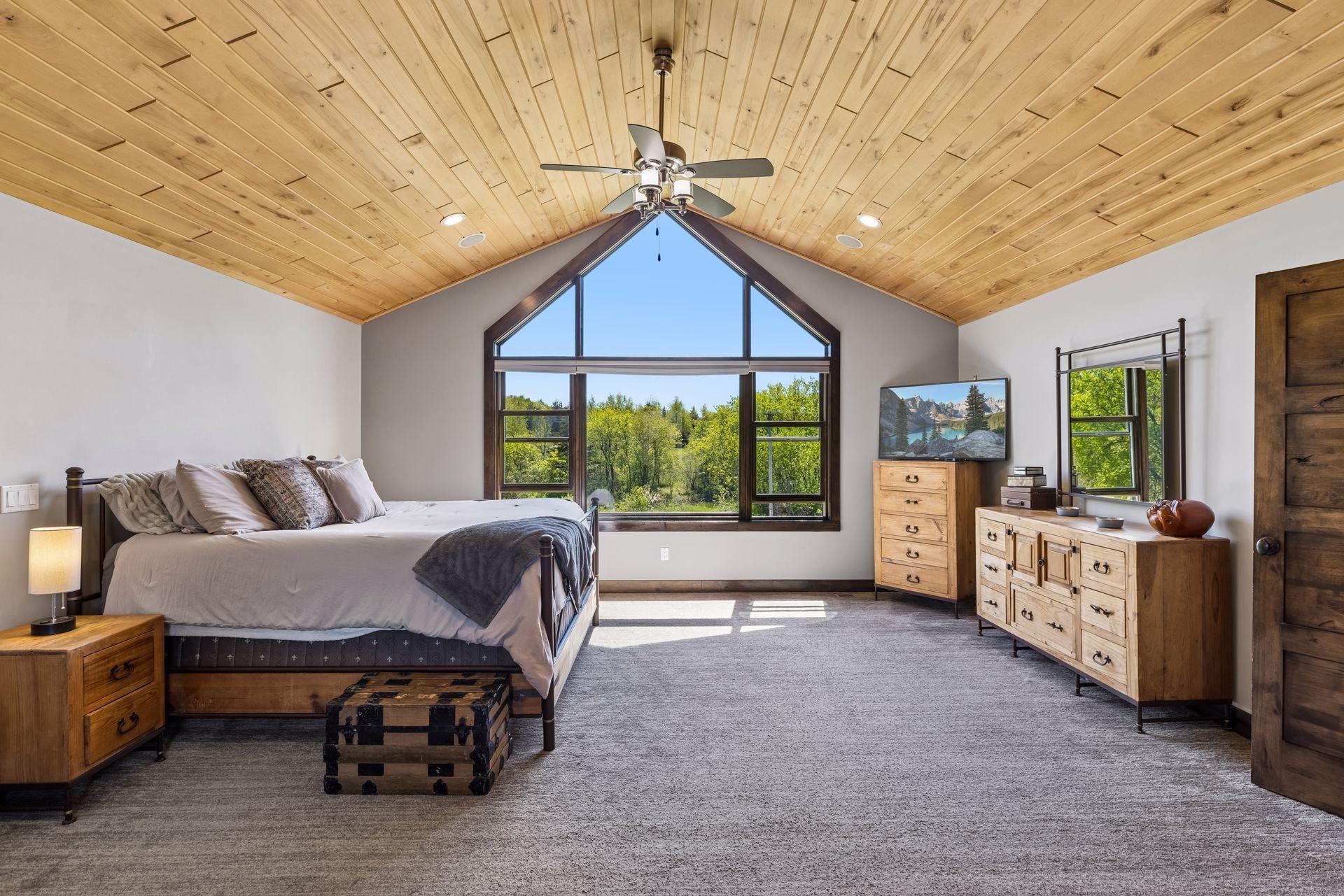 Privacy views with birch ceiling