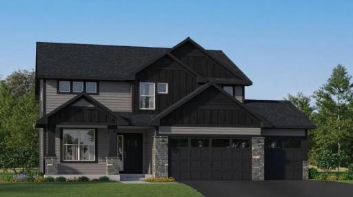 (Exterior rendering, actual home's finishes will vary.)