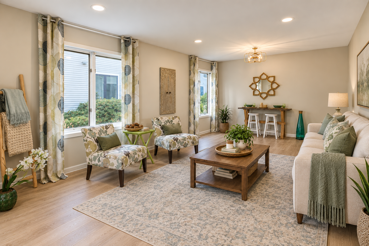 Living room virtually staged