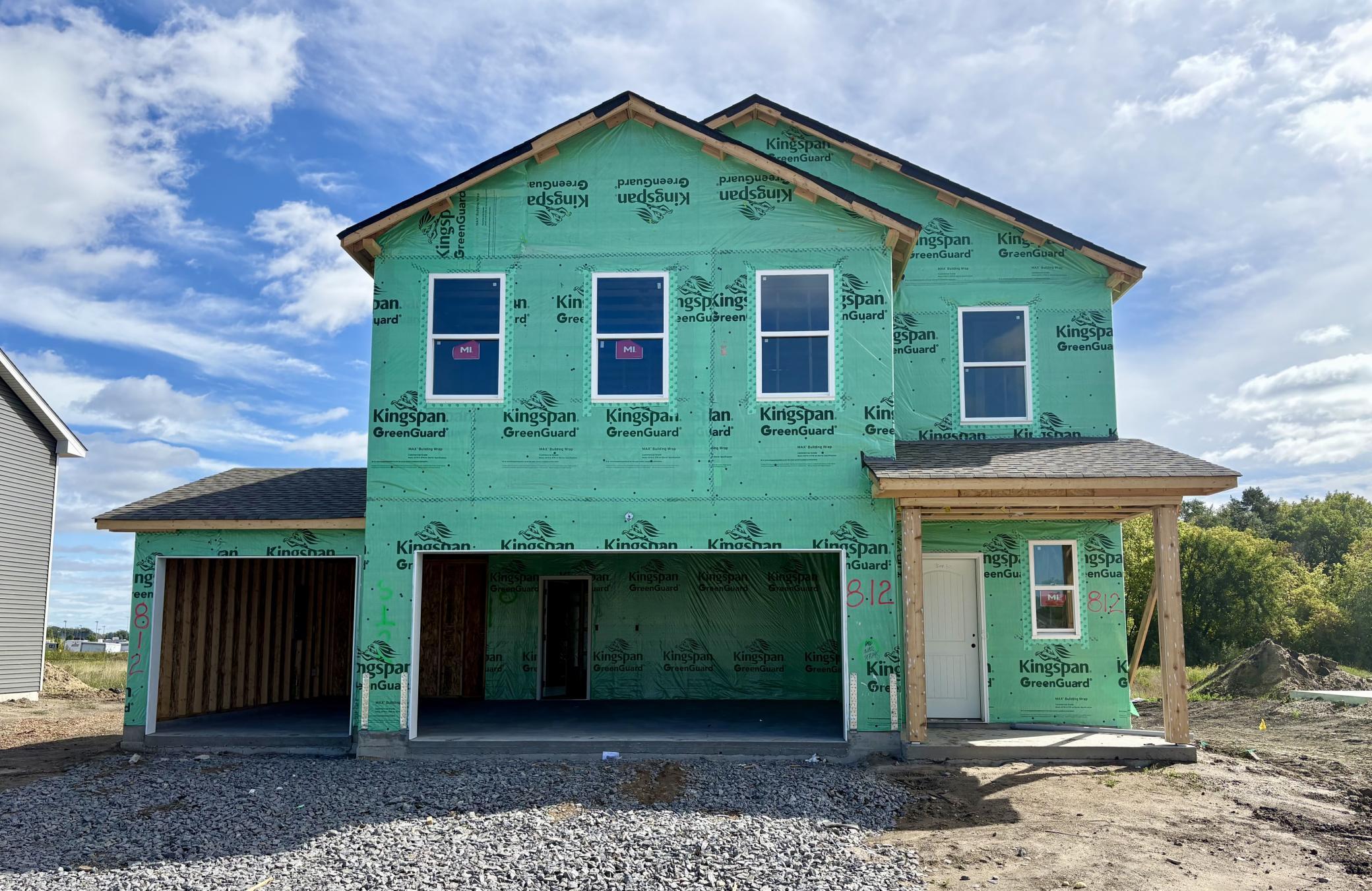 (Photo is of the actual home in progress.)