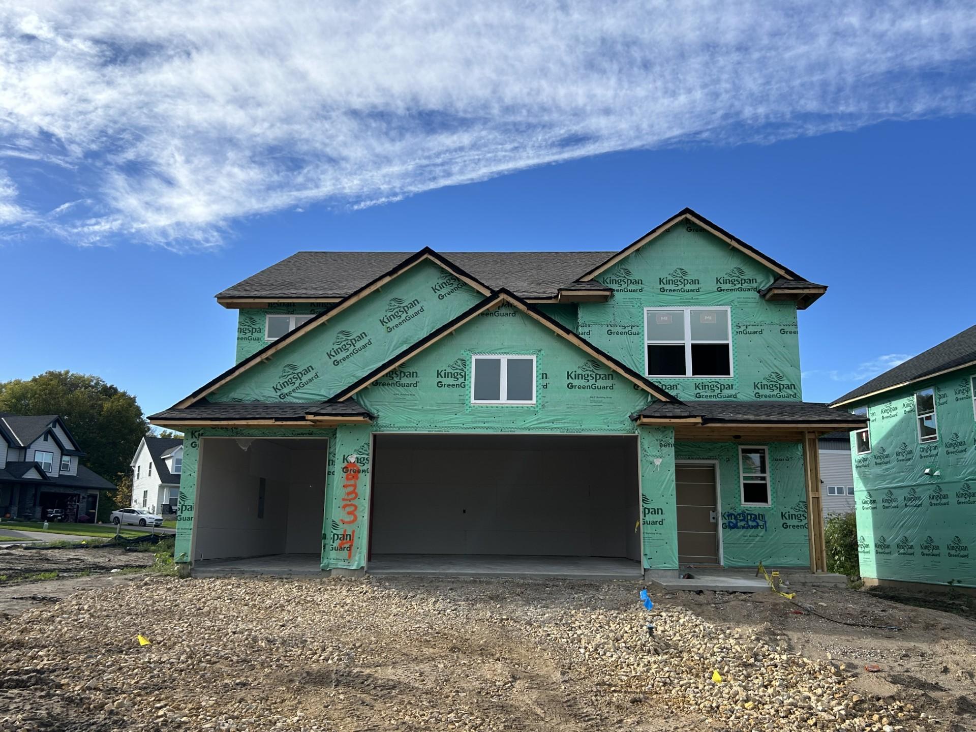 (Photo is of the actual home in progress.)