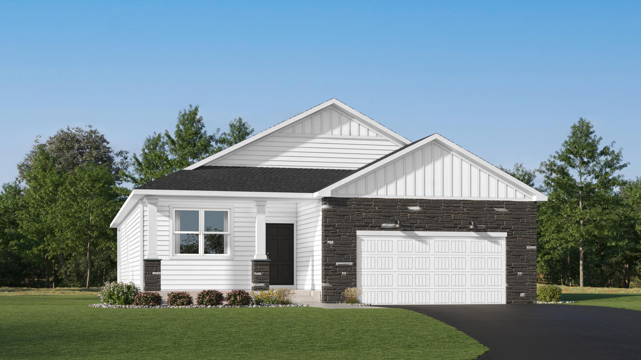 (Exterior rendering, actual home's finishes will vary.)