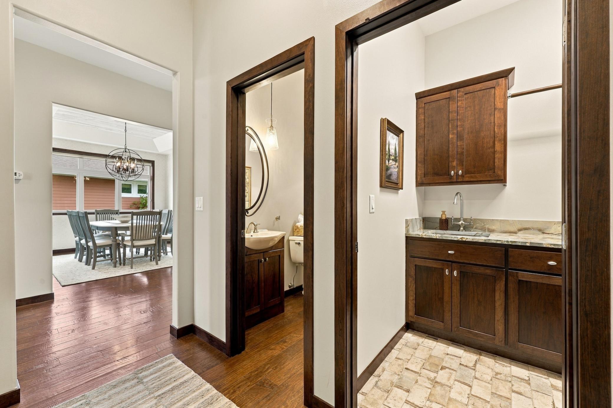 half bath and laundry located near garage entry