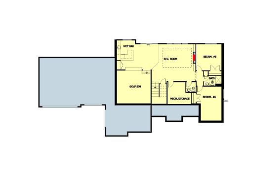 The Cristina - Lower Level Floor Plan Rendering