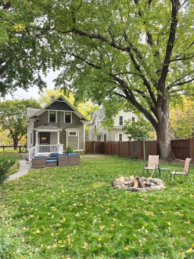 Backyard fire pit perfect for fall gatherings.