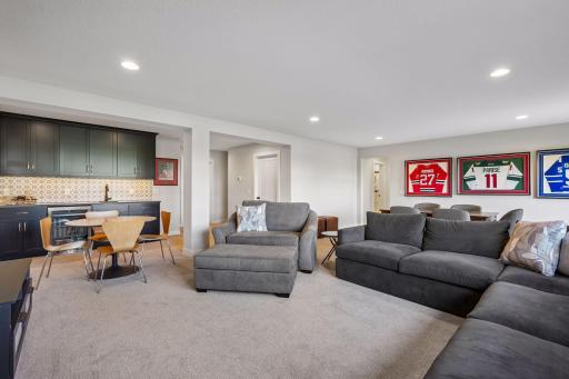 Easily entertain in the lower level with a wet bar.