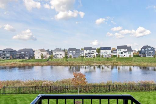 Enjoy the pond views from the Azek deck and aluminum railing