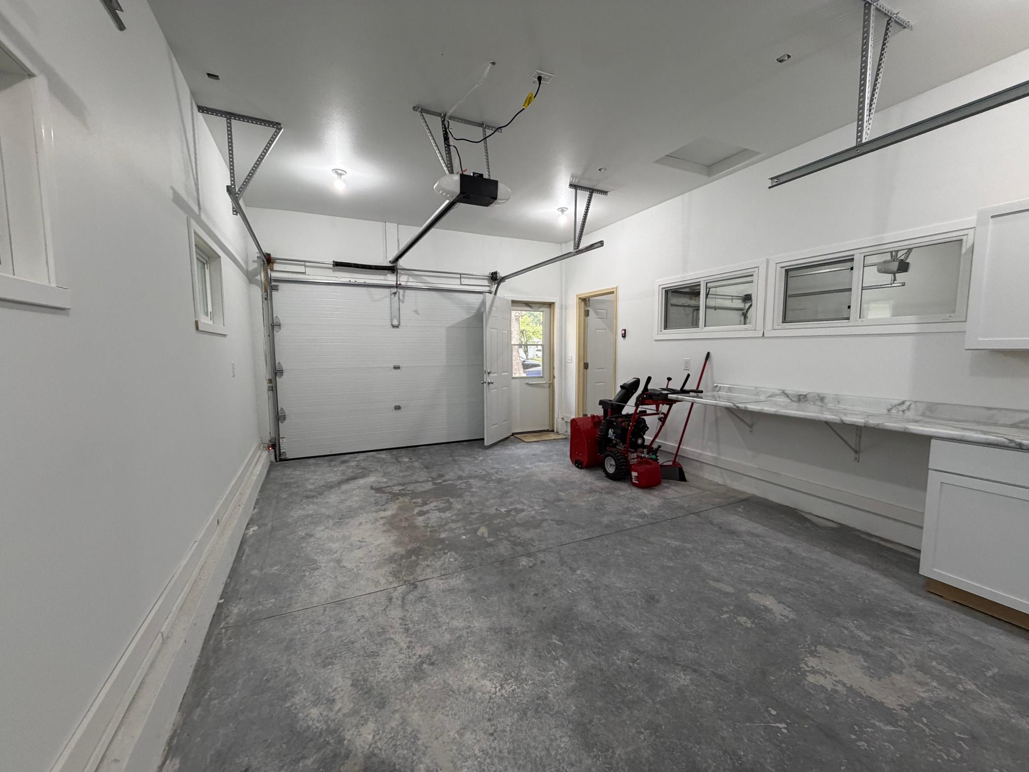 2nd stall has 2 garage doors front to back