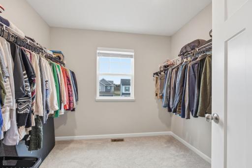 Attached to your en-suite, this 9 x 8.5 walk-in closet is ready for your wardrobe.