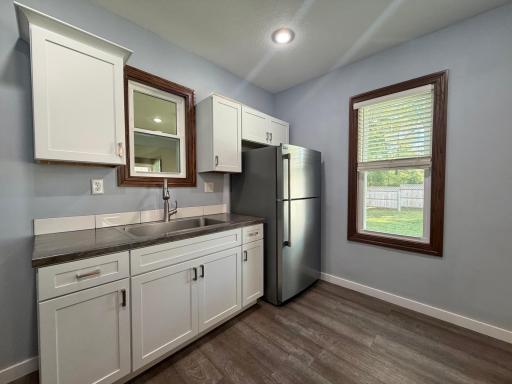 Crisp white cabinets with plenty of space