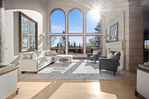 Soaring 23 foot wall of windows to take in spectacular views
