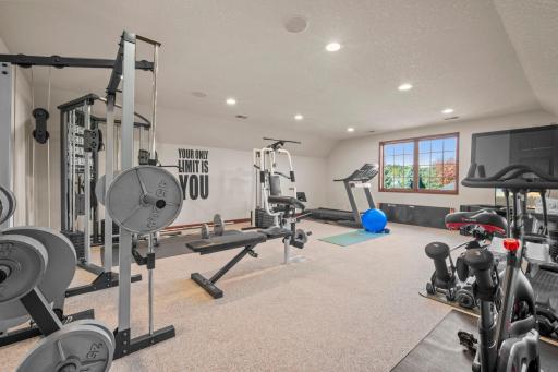 No need for a gym membership with the workout area!