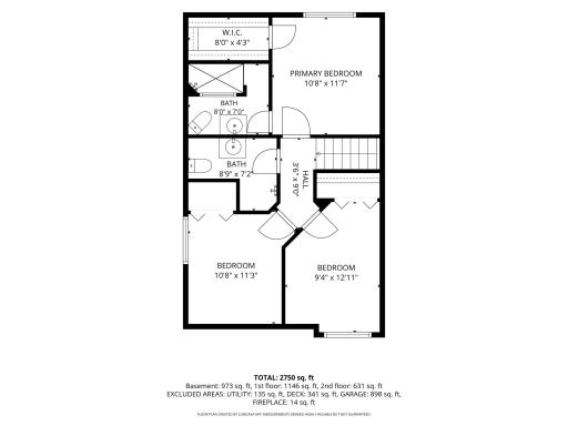 Upper Level Floor plan for 17881 Feather Lane