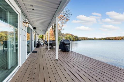 Two levels of maintenance-free decking extend the living spaces outdoors, offering wonderful settings for entertaining and relaxing.