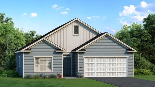 Rendering showcases Front Elevation. Exterior color portfolio will be different than shown. Rendering may not depict exact color match, plan, materials, and finishes included.