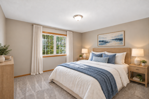 Large Upper Level Primary Bedroom with Walk-in-Closet Virtually Staged