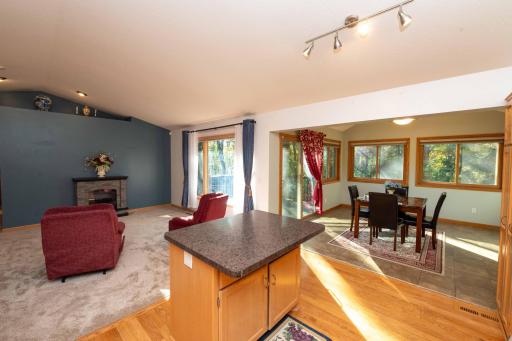 Vaulted ceilings create an airy feel throughout the main living spaces.