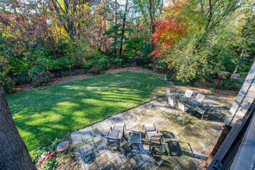 Enjoy views of the lawn and tree-lined surroundings.