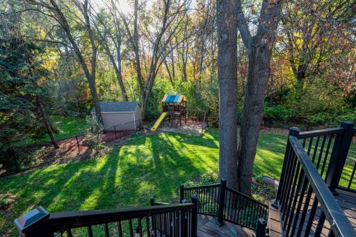 The backyard offers room to play and unwind.